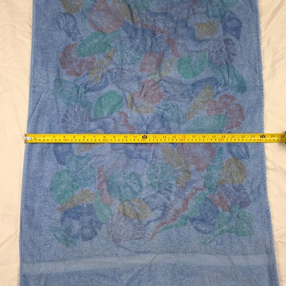Vintage Cannon Floral Print Cotton Bath Towel Blue Soft Absorbent Made In USA - Picture 6 of 7